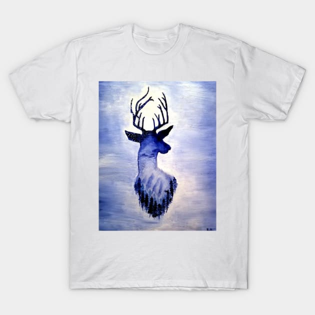 Winter Stag T-Shirt by RG Illustration